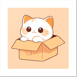 Cute Cat In A Box Posters and Art